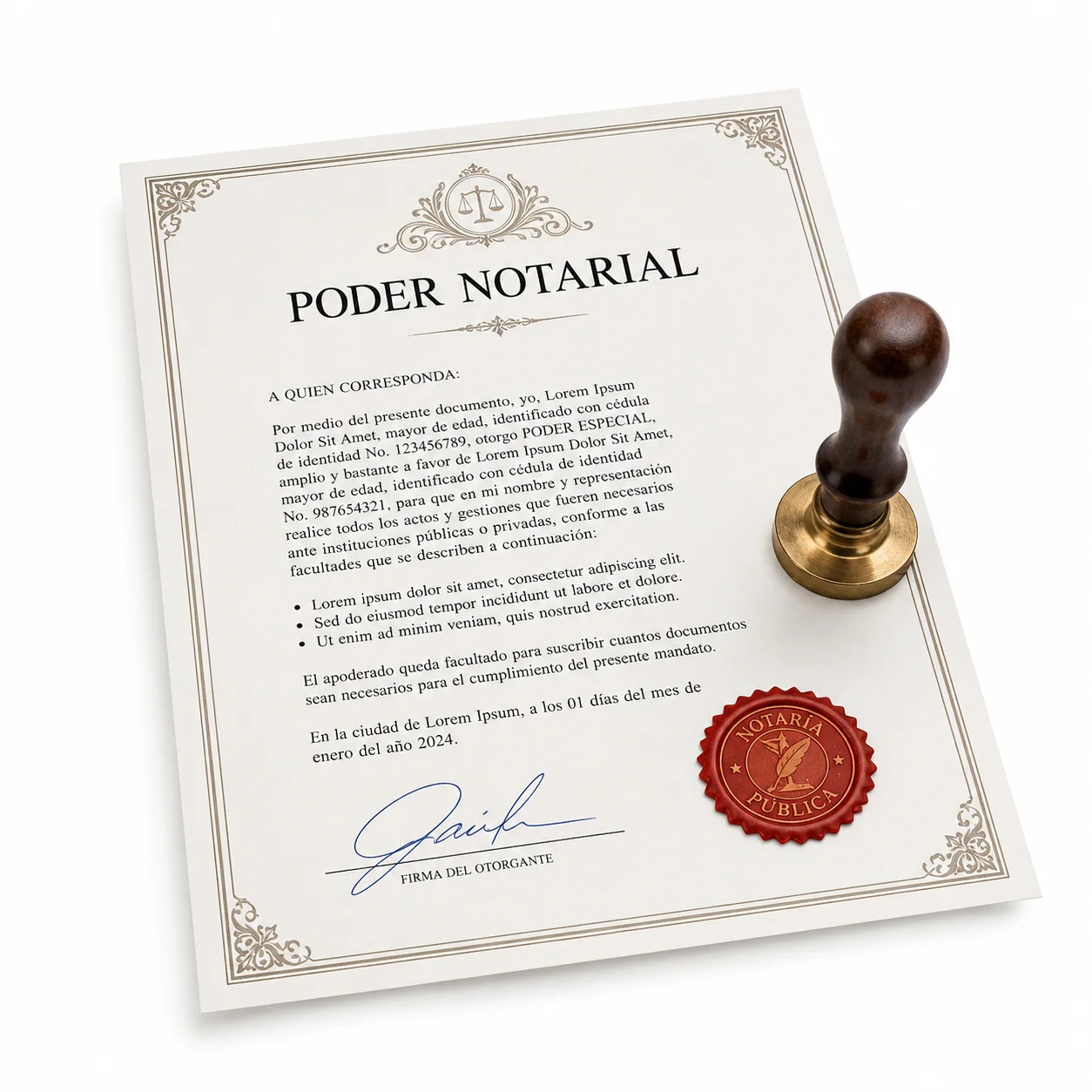 Poder notarial firmado en el consulado